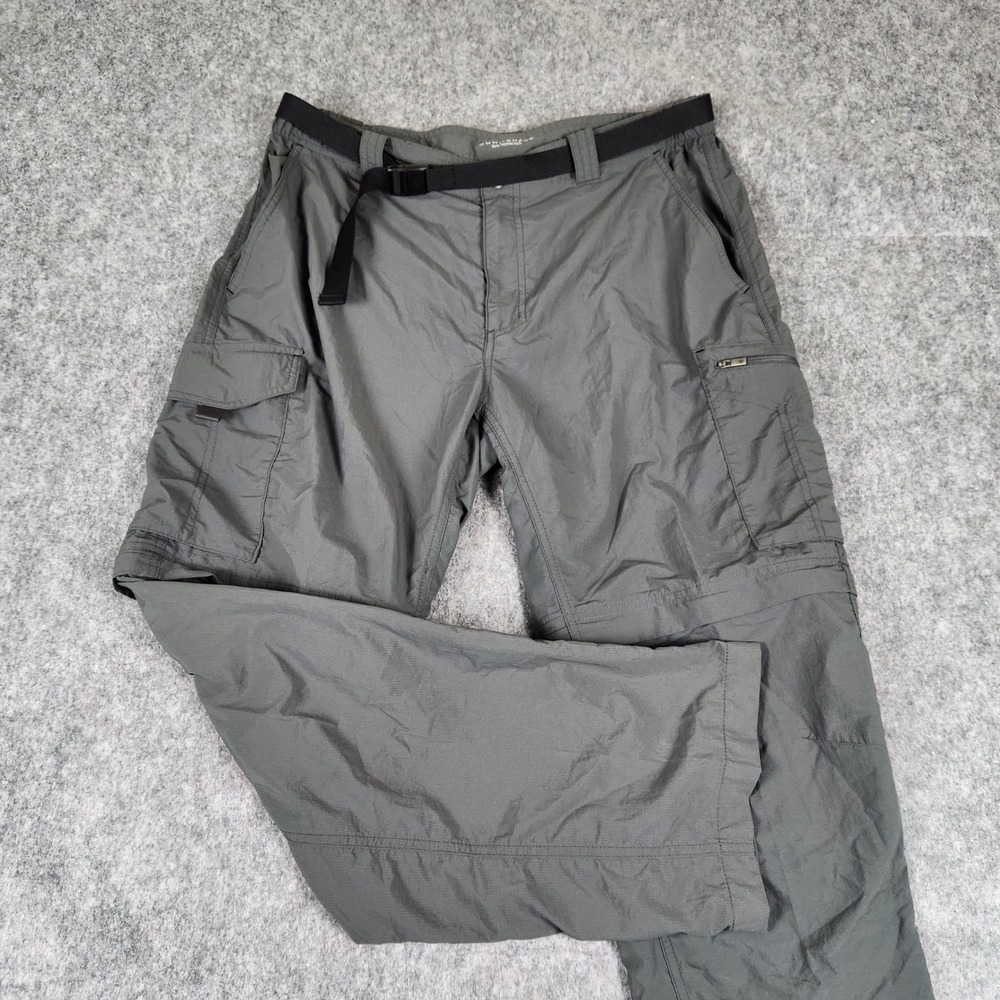 Columbia Silver Ridge Convertible Cargo Pants Men 36x30‎ Gray Belted Zip Hiking
